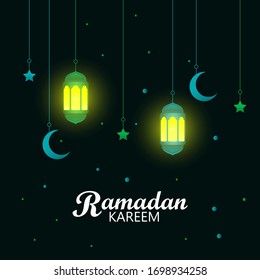 Poster illustration with ramadan kareem background design