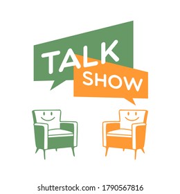 poster illustration talk show chair and bubble chat