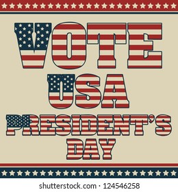 Poster illustration of Votes in the United States of America in vintage style, vector illustration