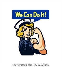 poster illustration of " we can do it! " marine sailor navy seal version	