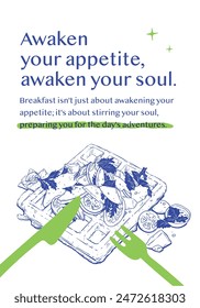 Poster Illustration A Whimsical Blue Breakfast