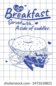 Poster Illustration A Whimsical Blue Breakfast