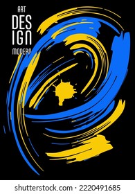 Poster with the image of brushes in the colors of the flag of Ukraine.
