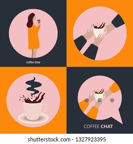 Poster with the image of coffee. Vector illustration