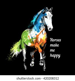 The poster of the image a horse. Vector illustration.