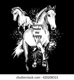 Poster of the image a horses. Vector illustration.