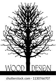 Poster with the image of the logo in the form of a stylized tree in black and white colors. can be used for decoration and printing of various products