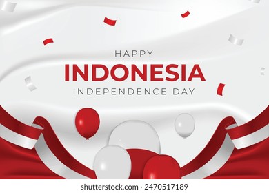 a poster for the independence day with balloons and a flag