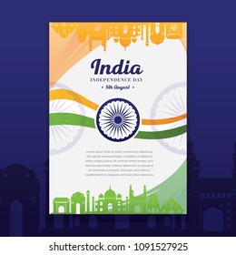 Poster Independence Day India With iconic Place Silhouette