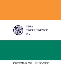 Poster Independence Day india, vector illustration, flat india symbol, wheel, flag, blue, white, saffron, green