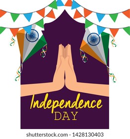 poster of india holiday with kites and party banner