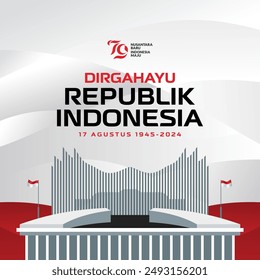 A POSTER FOR THE INDONESIA INDEPENDENCE DAY WITH IKN NUSANTARA THE STATE CAPITAL ICON