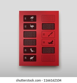 Poster infographics birds on a blurry background in an abstract style. Vector illustration with graphic scheme