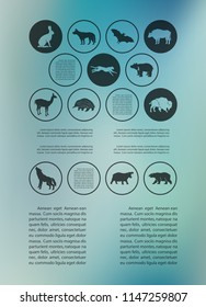 Poster infographics wild animals on a blurry background in an abstract style. Vector illustration with graphic scheme