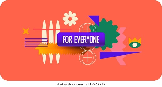 A poster with the inscription for everyone. The illustration is a link to go to. Elements for the design. Modern vector graphics. The red share button.