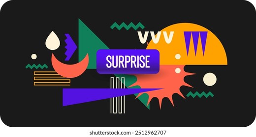 A poster with the inscription surprise. The illustration is a link to go to. Elements for the design. Modern vector graphics.