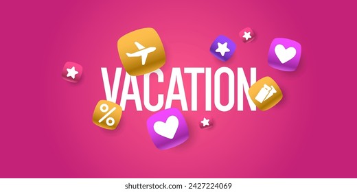 A poster with the inscription vacation. Elements for the design. Modern vector graphics.