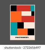 Poster inspired postmodern of vector abstract dynamic symbols with bold geometric shapes, useful for web background, poster art design, magazine front page, hi-tech print, cover artwork.
