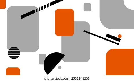 Poster inspired postmodern of vector abstract dynamic symbols with bold geometric shapes, useful for web background, poster art design, magazine front page, hi-tech print, cover artwork