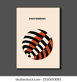 Poster inspired postmodern of vector abstract dynamic symbols with bold geometric shapes, useful for web background, poster art design, magazine front page, hi-tech print, cover artwork.