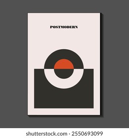 Poster inspired postmodern of vector abstract dynamic symbols with bold geometric shapes, useful for web background, poster art design, magazine front page, hi-tech print, cover artwork.