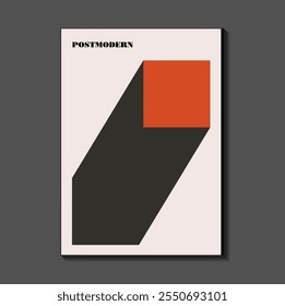 Poster inspired postmodern of vector abstract dynamic symbols with bold geometric shapes, useful for web background, poster art design, magazine front page, hi-tech print, cover artwork.