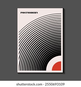 Poster inspired postmodern of vector abstract dynamic symbols with bold geometric shapes, useful for web background, poster art design, magazine front page, hi-tech print, cover artwork.