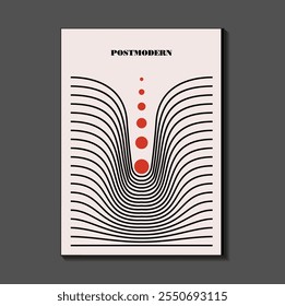 Poster inspired postmodern of vector abstract dynamic symbols with bold geometric shapes, useful for web background, poster art design, magazine front page, hi-tech print, cover artwork.