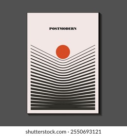 Poster inspired postmodern of vector abstract dynamic symbols with bold geometric shapes, useful for web background, poster art design, magazine front page, hi-tech print, cover artwork.