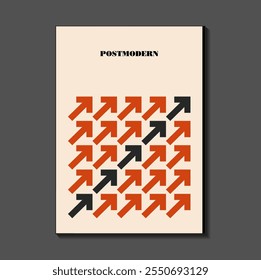 Poster inspired postmodern of vector abstract dynamic symbols with bold geometric shapes, useful for web background, poster art design, magazine front page, hi-tech print, cover artwork.