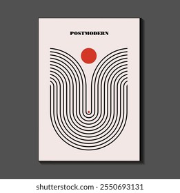 Poster inspired postmodern of vector abstract dynamic symbols with bold geometric shapes, useful for web background, poster art design, magazine front page, hi-tech print, cover artwork.