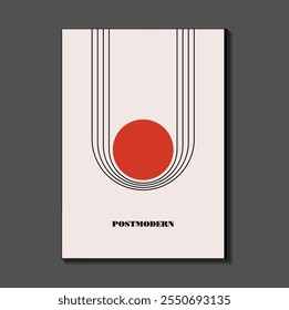 Poster inspired postmodern of vector abstract dynamic symbols with bold geometric shapes, useful for web background, poster art design, magazine front page, hi-tech print, cover artwork.