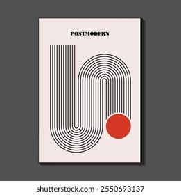 Poster inspired postmodern of vector abstract dynamic symbols with bold geometric shapes, useful for web background, poster art design, magazine front page, hi-tech print, cover artwork.