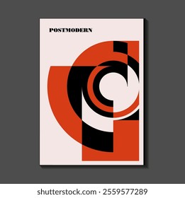 Poster inspired postmodern of vector abstract dynamic symbols with bold geometric shapes, useful for web background, poster art design, magazine front page, hi-tech print, cover artwork.