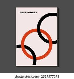 Poster inspired postmodern of vector abstract dynamic symbols with bold geometric shapes, useful for web background, poster art design, magazine front page, hi-tech print, cover artwork.