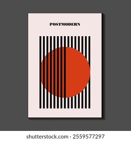 Poster inspired postmodern of vector abstract dynamic symbols with bold geometric shapes, useful for web background, poster art design, magazine front page, hi-tech print, cover artwork.