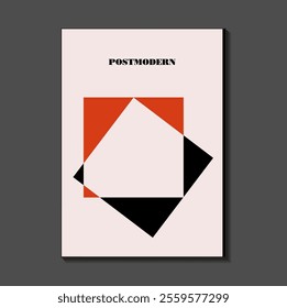 Poster inspired postmodern of vector abstract dynamic symbols with bold geometric shapes, useful for web background, poster art design, magazine front page, hi-tech print, cover artwork.