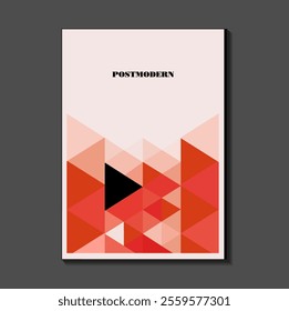 Poster inspired postmodern of vector abstract dynamic symbols with bold geometric shapes, useful for web background, poster art design, magazine front page, hi-tech print, cover artwork.