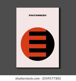 Poster inspired postmodern of vector abstract dynamic symbols with bold geometric shapes, useful for web background, poster art design, magazine front page, hi-tech print, cover artwork.