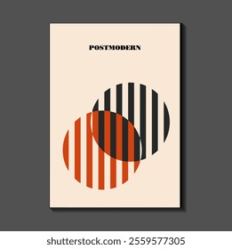 Poster inspired postmodern of vector abstract dynamic symbols with bold geometric shapes, useful for web background, poster art design, magazine front page, hi-tech print, cover artwork.