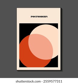 Poster inspired postmodern of vector abstract dynamic symbols with bold geometric shapes, useful for web background, poster art design, magazine front page, hi-tech print, cover artwork.