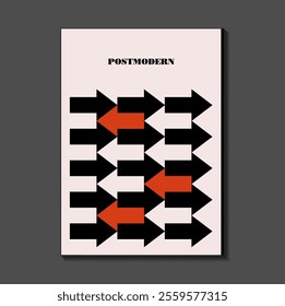 Poster inspired postmodern of vector abstract dynamic symbols with bold geometric shapes, useful for web background, poster art design, magazine front page, hi-tech print, cover artwork.