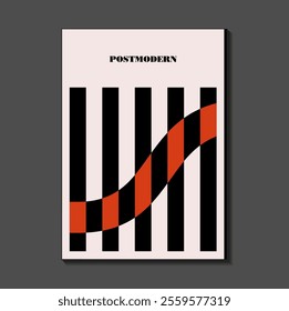 Poster inspired postmodern of vector abstract dynamic symbols with bold geometric shapes, useful for web background, poster art design, magazine front page, hi-tech print, cover artwork.