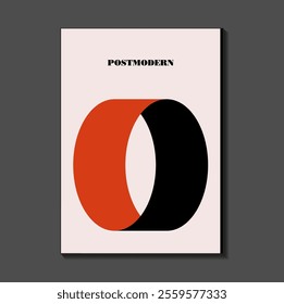 Poster inspired postmodern of vector abstract dynamic symbols with bold geometric shapes, useful for web background, poster art design, magazine front page, hi-tech print, cover artwork.