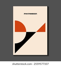 Poster inspired postmodern of vector abstract dynamic symbols with bold geometric shapes, useful for web background, poster art design, magazine front page, hi-tech print, cover artwork.