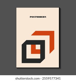 Poster inspired postmodern of vector abstract dynamic symbols with bold geometric shapes, useful for web background, poster art design, magazine front page, hi-tech print, cover artwork.