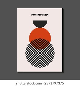 Poster inspired postmodern of vector abstract dynamic symbols with bold geometric shapes, useful for web background, poster art design, magazine front page, hi-tech print, cover artwork