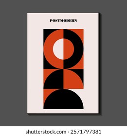 Poster inspired postmodern of vector abstract dynamic symbols with bold geometric shapes, useful for web background, poster art design, magazine front page, hi-tech print, cover artwork