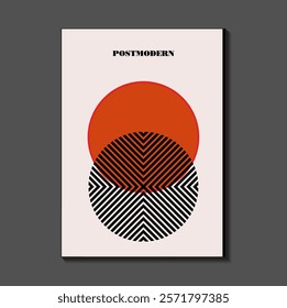 Poster inspired postmodern of vector abstract dynamic symbols with bold geometric shapes, useful for web background, poster art design, magazine front page, hi-tech print, cover artwork