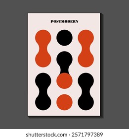 Poster inspired postmodern of vector abstract dynamic symbols with bold geometric shapes, useful for web background, poster art design, magazine front page, hi-tech print, cover artwork